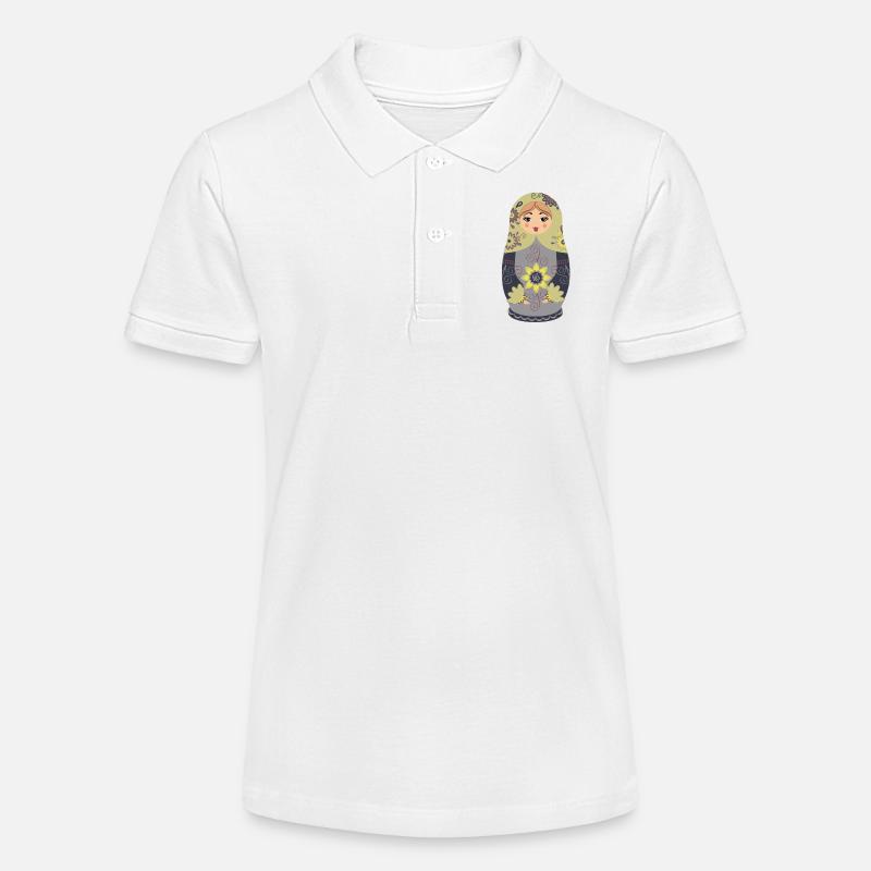 Poupée matriochka russe traditionnelle - Polo bio MINI SPRINTER Stanley/Stella Ado - blanc