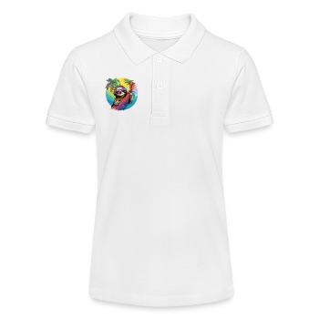 Cool Sloth Gift Holiday Late Riser - Stanley/Stella Teen Organic Polo Shirt MINI SPRINTER - white - Front