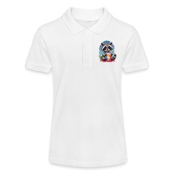 süßer Waschbär trinkt Limonade mit Strohhalm - Stanley/Stella Teenager Bio-Poloshirt MINI SPRINTER - Weiß - Vorne