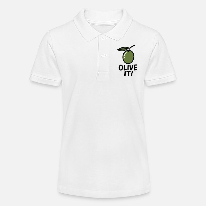 Illustration d’olive avec slogan - Polo bio MINI SPRINTER Stanley/Stella Ado - blanc
