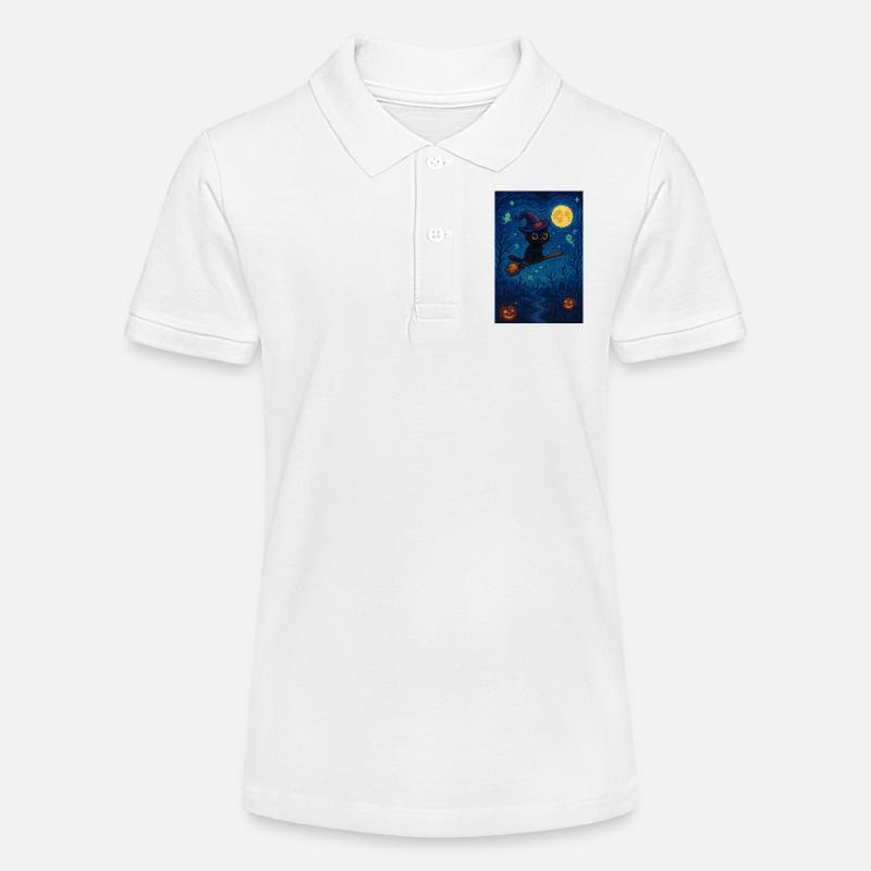 Chat pixel mignon d'Halloween - Polo bio MINI SPRINTER Stanley/Stella Ado - blanc