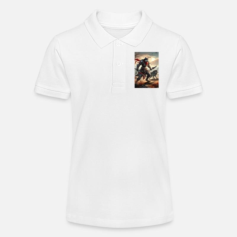Le Guerrier Loup-de-Fer au Coucher du Soleil - Polo bio MINI SPRINTER Stanley/Stella Ado - blanc