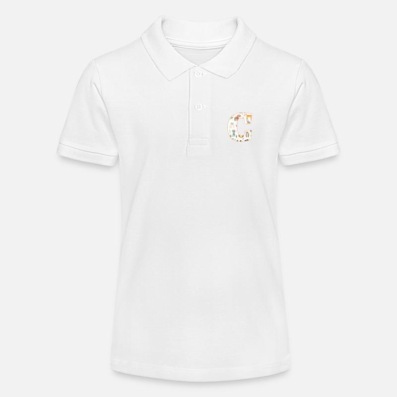 Buchstabe C, Monogramm, Tiermuster - Stanley/Stella Teenager Bio-Poloshirt MINI SPRINTER - Weiß