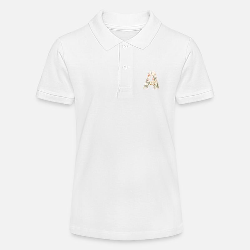 Buchstabe A, Monogramm, Blumenmuster - Stanley/Stella Teenager Bio-Poloshirt MINI SPRINTER - Weiß