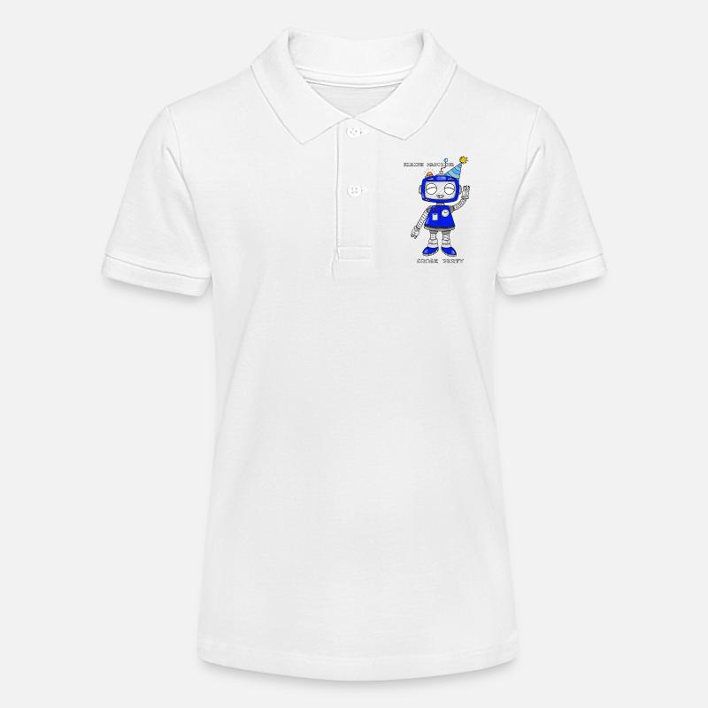 Robot ludique avec chapeau de fête - Polo bio MINI SPRINTER Stanley/Stella Ado - blanc