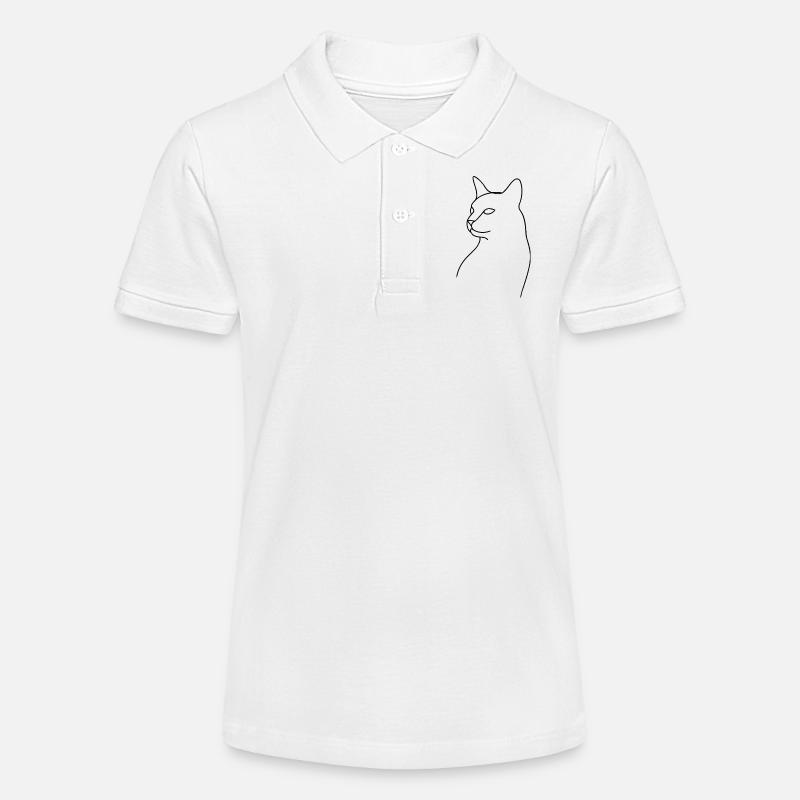 Dessin au trait Chat - Polo bio MINI SPRINTER Stanley/Stella Ado - blanc