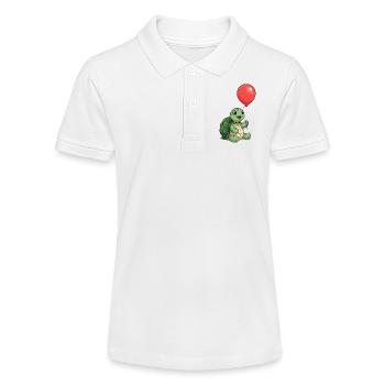Turtle Kids T-Shirt mit rotem Ballon – Schildkröte - Stanley/Stella Teenager Bio-Poloshirt MINI SPRINTER - Weiß - Vorne