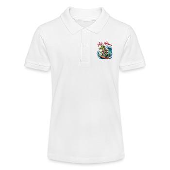 Krokodil auf Surfbrett lustiges surfendes Krokodil - Stanley/Stella Teenager Bio-Poloshirt MINI SPRINTER - Weiß - Vorne