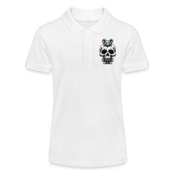 Lustiger Skull mit Füssen und Maus auf dem Kopf - Stanley/Stella Teenager Bio-Poloshirt MINI SPRINTER - Weiß - Vorne