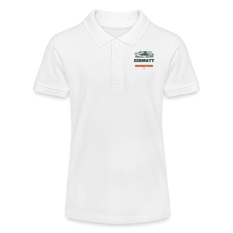 Zermatt badge on a stanley/stella teen organic polo shirt mini sprinter