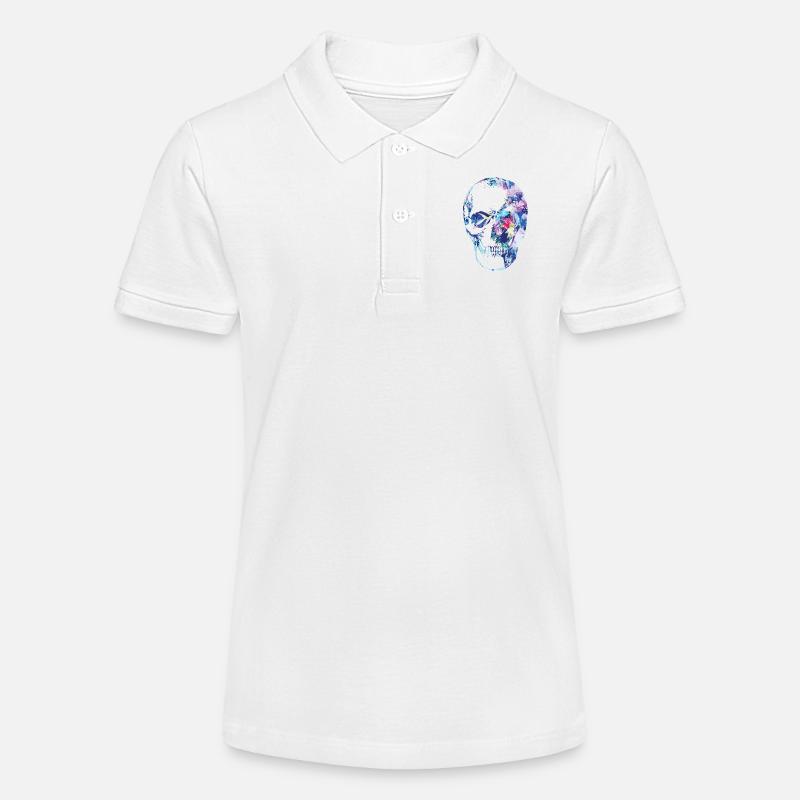 tête de mort fleurs - Polo bio MINI SPRINTER Stanley/Stella Ado - blanc