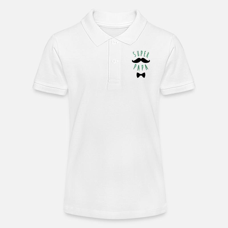 Super papa moustache - Polo bio MINI SPRINTER Stanley/Stella Ado - blanc