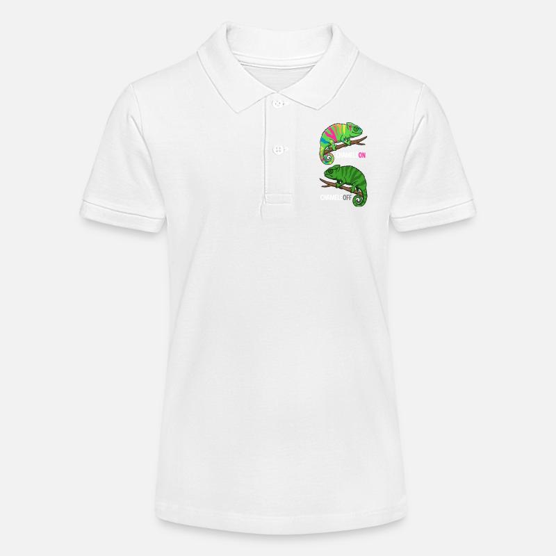 Caméléon sur Caméléon Off Drôle de Reptile Design - Polo bio MINI SPRINTER Stanley/Stella Ado - blanc