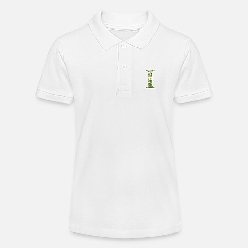 Buchstabe I, Monogramm, Blumenmuster - Stanley/Stella Teenager Bio-Poloshirt MINI SPRINTER - Weiß
