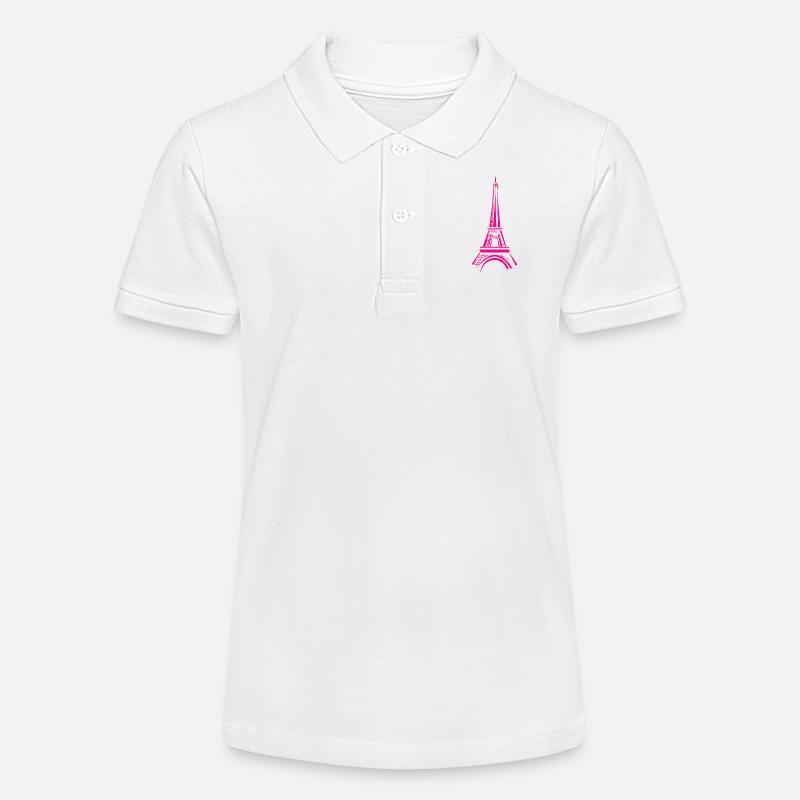 Tour Eiffel rose - Polo bio MINI SPRINTER Stanley/Stella Ado - blanc
