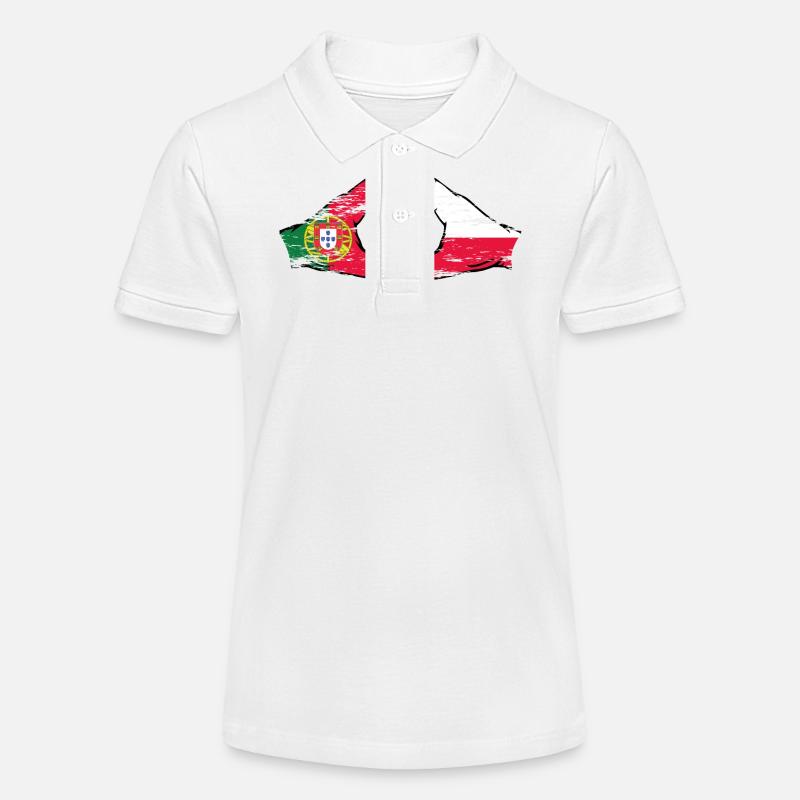 Portugal Pologne Drapeau Coeur Forme Utilisé - Polo bio MINI SPRINTER Stanley/Stella Ado - blanc