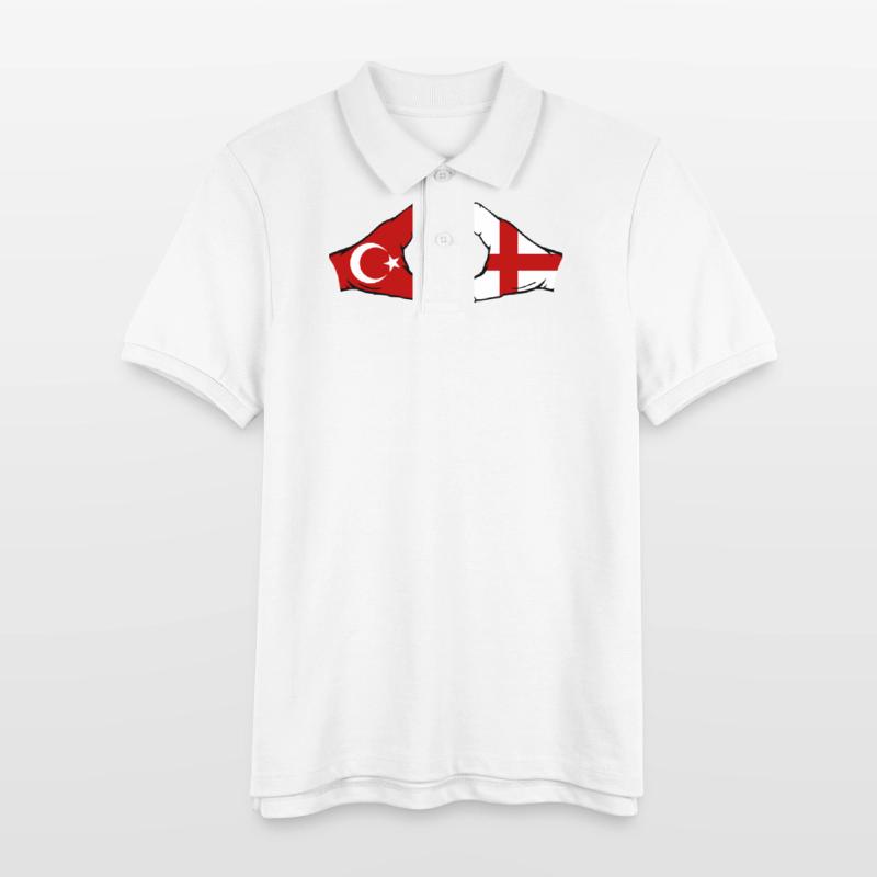 Turkey England Flag Hands Heart Shape Stanley/Stella Teen Organic Polo Shirt MINI SPRINTER