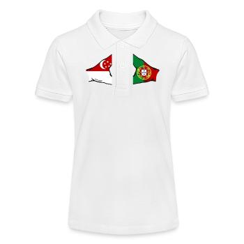 Singapur Portugal Flagge Hände Herzform - Stanley/Stella Teenager Bio-Poloshirt MINI SPRINTER - Weiß - Vorne