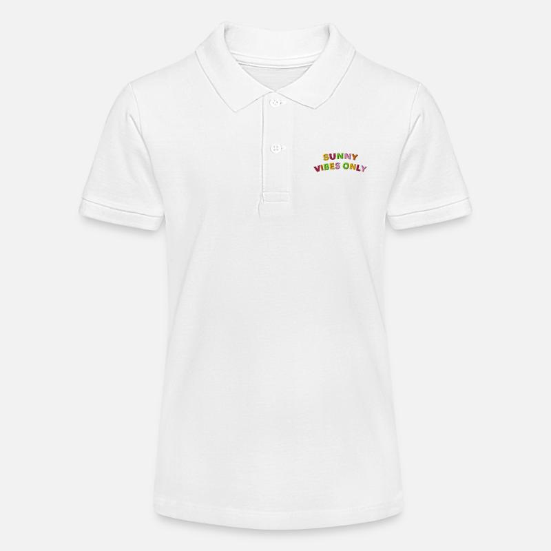 Lettrage Sunny Vibes brodé - Polo bio MINI SPRINTER Stanley/Stella Ado - blanc