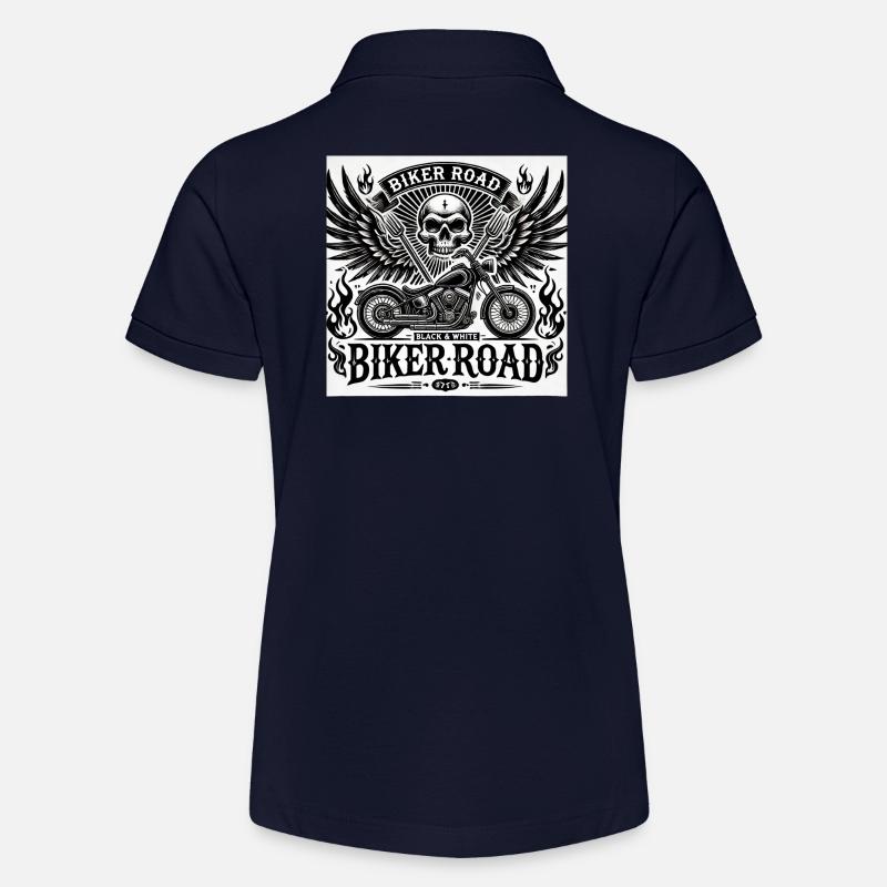 Moto Squelette : Ride ou Diable - Polo bio MINI SPRINTER Stanley/Stella Ado - bleu marine