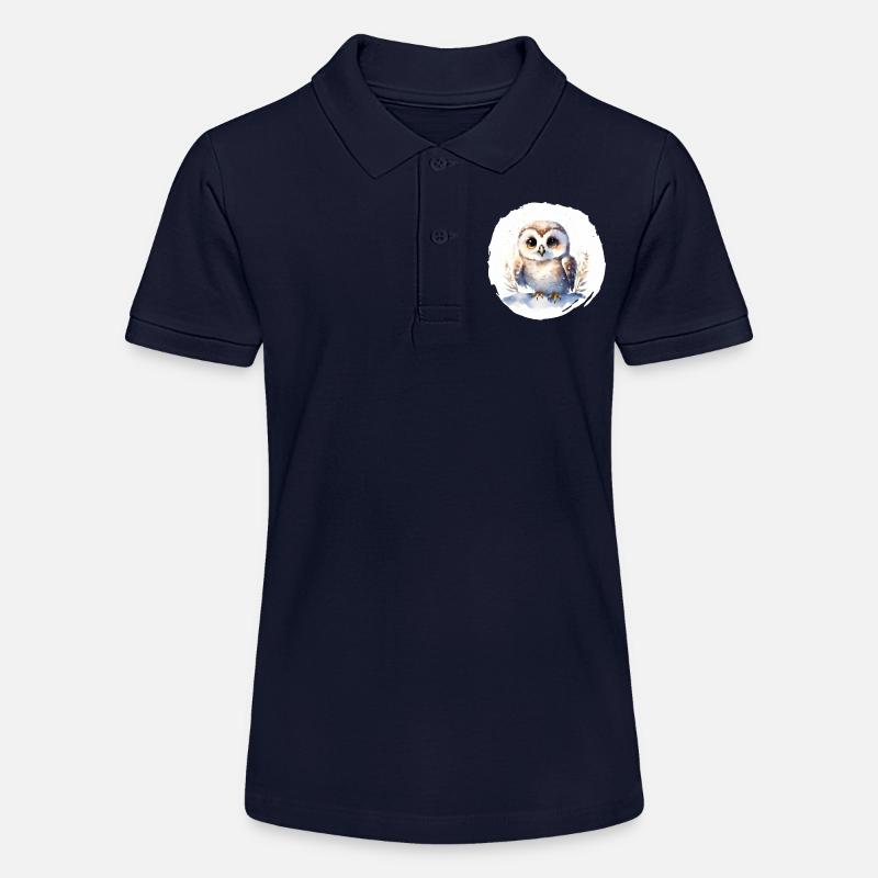 Harfang des neiges aquarelle - Polo bio MINI SPRINTER Stanley/Stella Ado - bleu marine