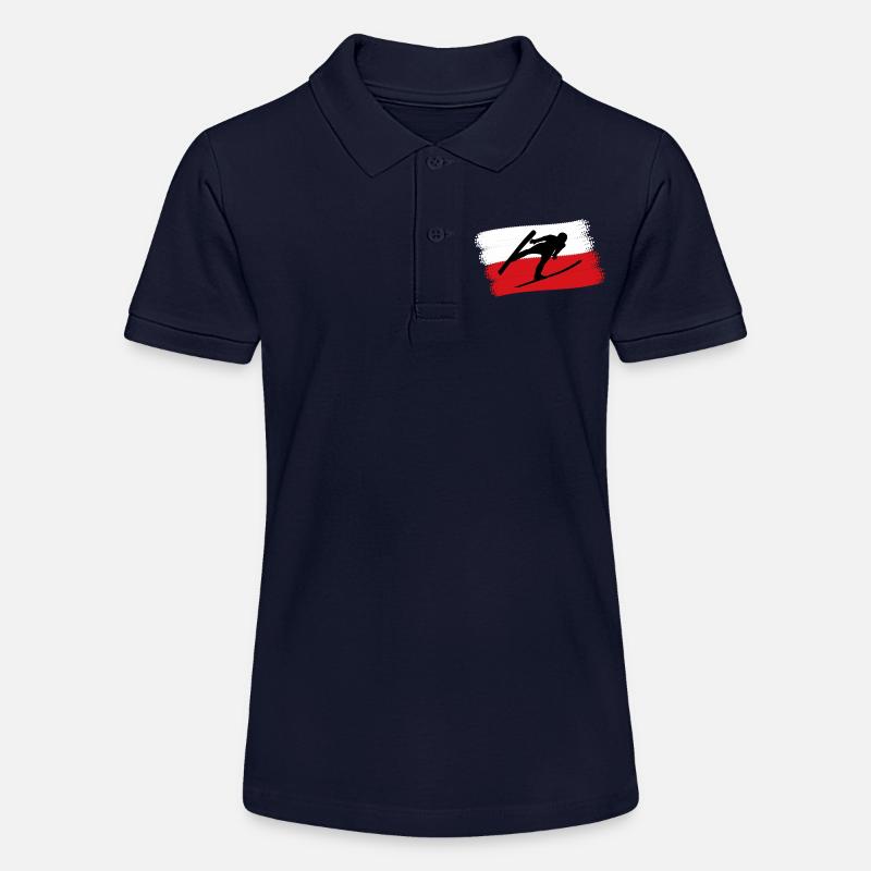 Sauteur à ski Pologne - Polo bio MINI SPRINTER Stanley/Stella Ado - bleu marine