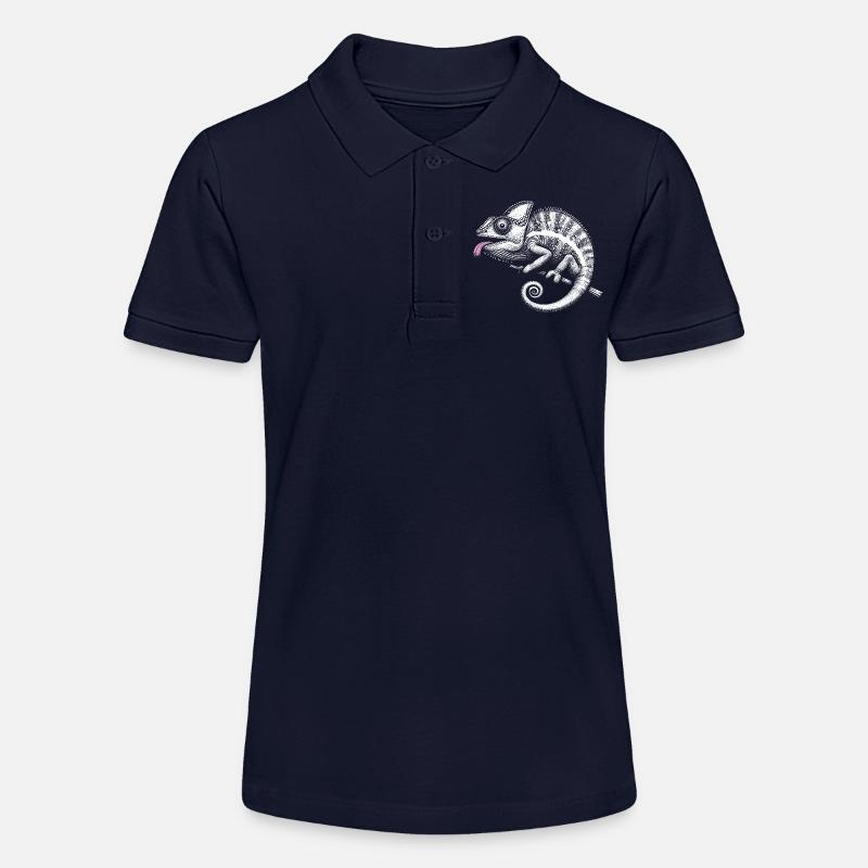 Caméléon art tribal pastel - Polo bio MINI SPRINTER Stanley/Stella Ado - bleu marine