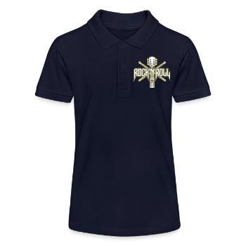 Rocknroll-Gitarre und Drumsticks-Emblem - Stanley/Stella Teenager Bio-Poloshirt MINI SPRINTER - Navy - Vorne