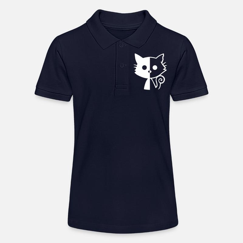 Chat yin et yang (blanc) - Polo bio MINI SPRINTER Stanley/Stella Ado - bleu marine