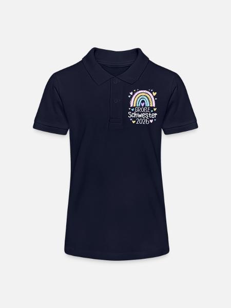 Große Schwester 2026 Regenbogen - Stanley/Stella Teenager Bio-Poloshirt MINI SPRINTER - Navy