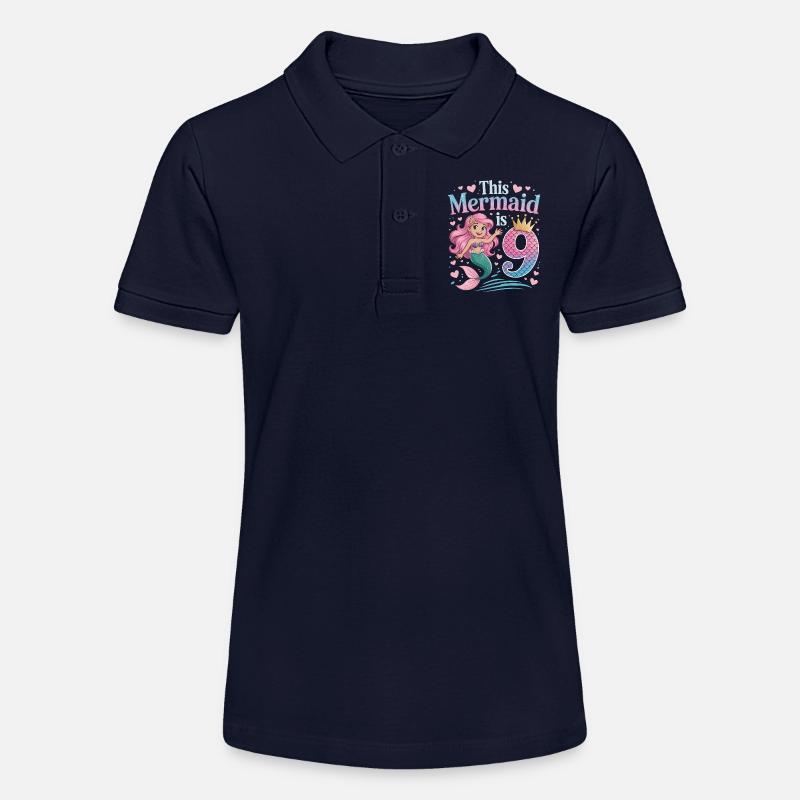 Sirène 9e anniversaire 9 ans - Polo bio MINI SPRINTER Stanley/Stella Ado - bleu marine
