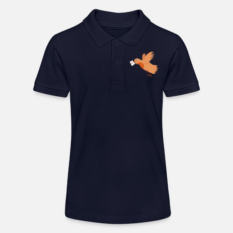 Bird with letter in beak. - Polo bio MINI SPRINTER Stanley/Stella Ado - bleu marine