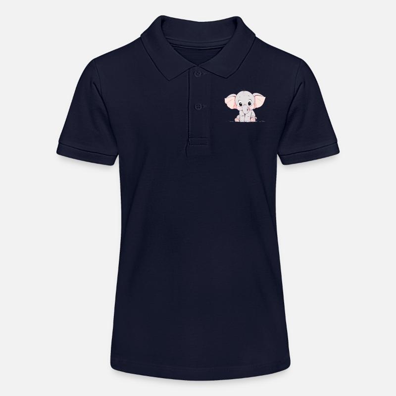 Mignon petit éléphant - Polo bio MINI SPRINTER Stanley/Stella Ado - bleu marine