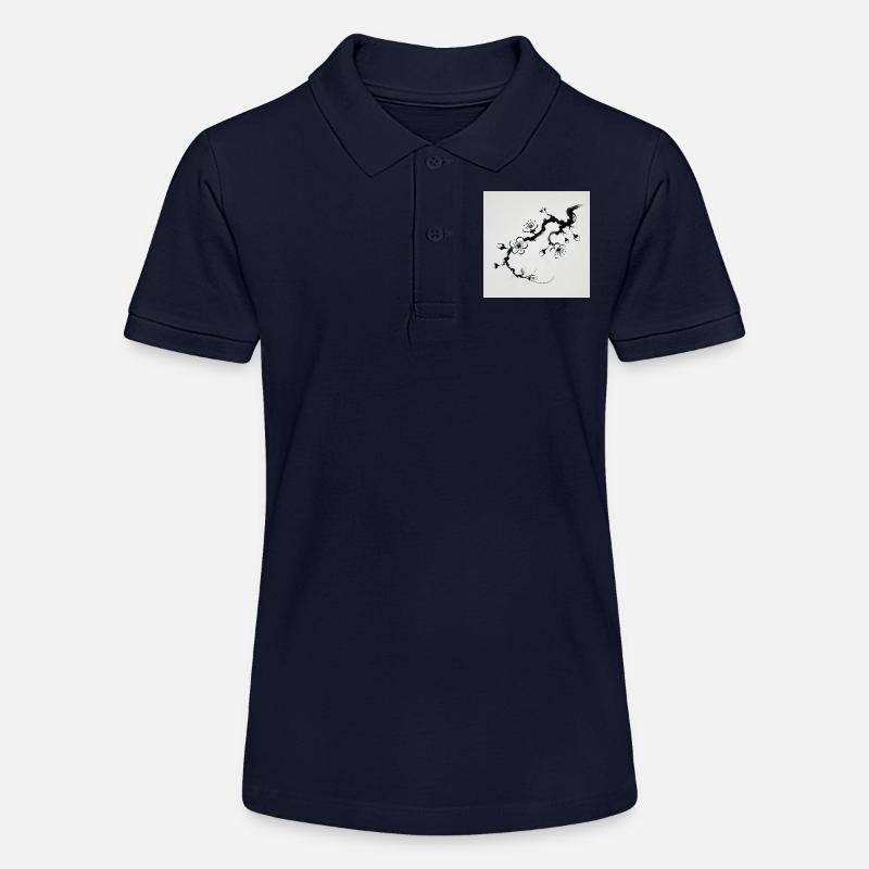 image minimaliste fleur de cerisier - Polo bio MINI SPRINTER Stanley/Stella Ado - bleu marine