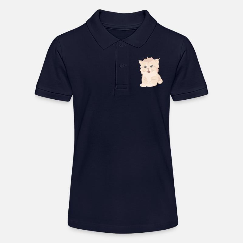 Chat mignon comme illustration - Polo bio MINI SPRINTER Stanley/Stella Ado - bleu marine