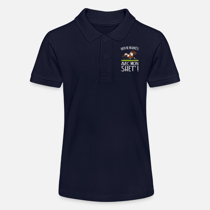 Poney shet pie (texte blanc) - Polo bio MINI SPRINTER Stanley/Stella Ado - bleu marine