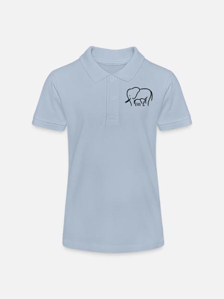 Elephant mum with child - Stanley/Stella Teen Organic Polo Shirt MINI SPRINTER - sky blue