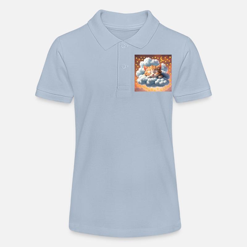 chat endormi - Polo bio MINI SPRINTER Stanley/Stella Ado - bleu ciel