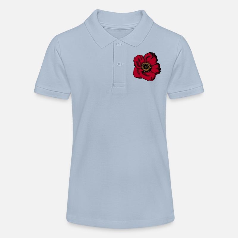 fleur rouge - Polo bio MINI SPRINTER Stanley/Stella Ado - bleu ciel