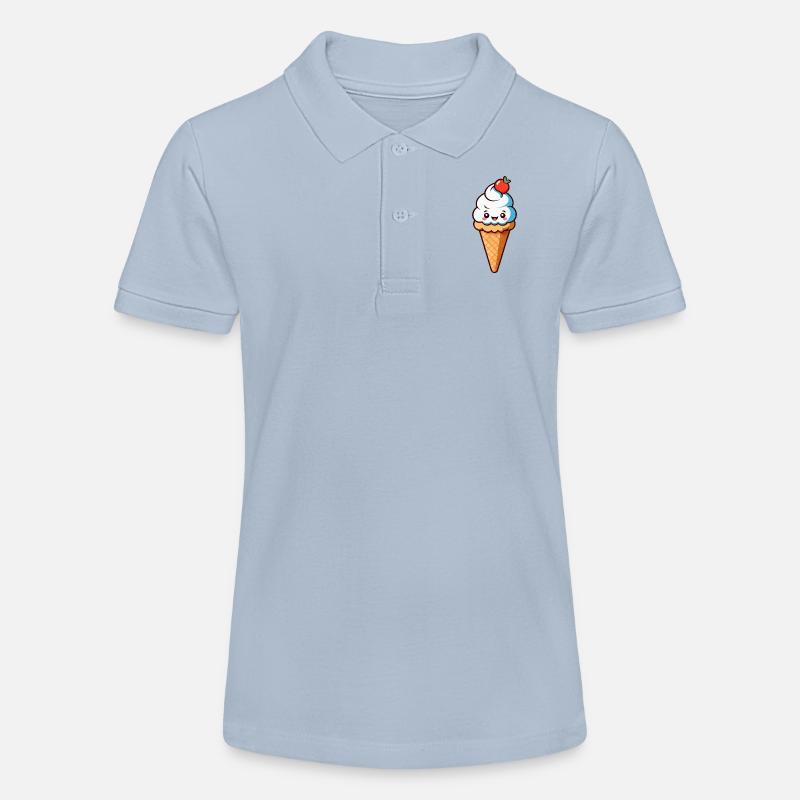 Cône crème Eis de dessin animé mignon avec un visage souriant - Polo bio MINI SPRINTER Stanley/Stella Ado - bleu ciel