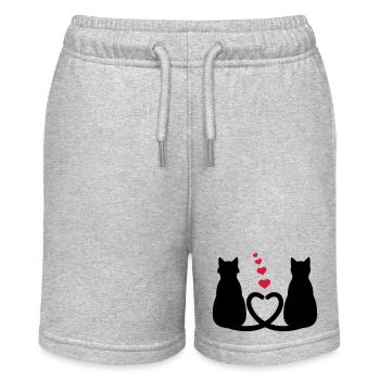 Verliebte Katzen - Stanley/Stella Teenager Bio-Joggingshorts MINI BOLTER - Grau meliert - Vorne