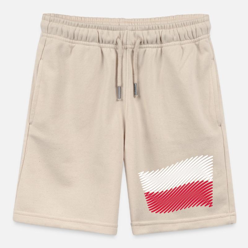 Poland Flag Scribble (White - Red) Stanley/Stella MINI BOLTER Organic Teen Jogging Shorts
