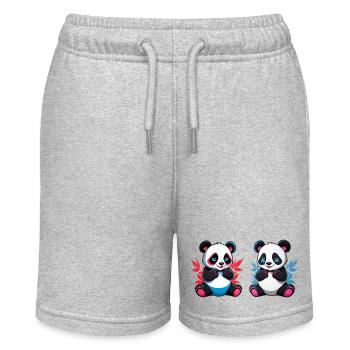 Frère et sœur panda - Short bio MINI BOLTER Stanley/Stella Ado - gris chiné - Devant