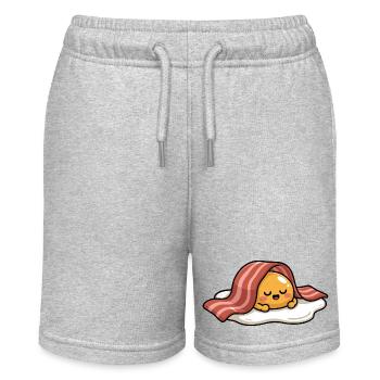 Sleeping Egg with Bacon Cartoon - Stanley/Stella MINI BOLTER Organic Teen Jogging Shorts - heather grey - Front