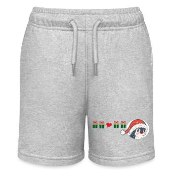 Penguin with Santa hat - Stanley/Stella MINI BOLTER Organic Teen Jogging Shorts - heather grey - Front