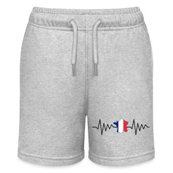 Pulsation Tricolore France - Flag France - Stanley/Stella MINI BOLTER Organic Teen Jogging Shorts - heather grey - Front