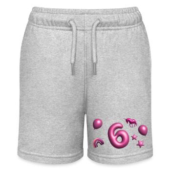 6 Jahre,Luftballon,Einhorn,3D, 3D Schrift - Stanley/Stella Teenager Bio-Joggingshorts MINI BOLTER - Grau meliert - Vorne