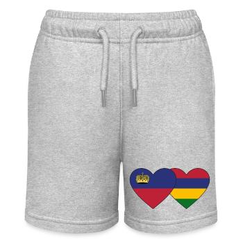 Liechtenstein Mauritius Flag Heart - Stanley/Stella MINI BOLTER Organic Teen Jogging Shorts - heather grey - Front