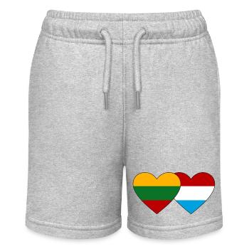 Lithuania Luxembourg Flag Heart - Stanley/Stella MINI BOLTER Organic Teen Jogging Shorts - heather grey - Front