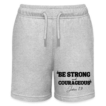 Be Strong & Courageous – Joshua 1:9 - Stanley/Stella MINI BOLTER Organic Teen Jogging Shorts - heather grey - Front